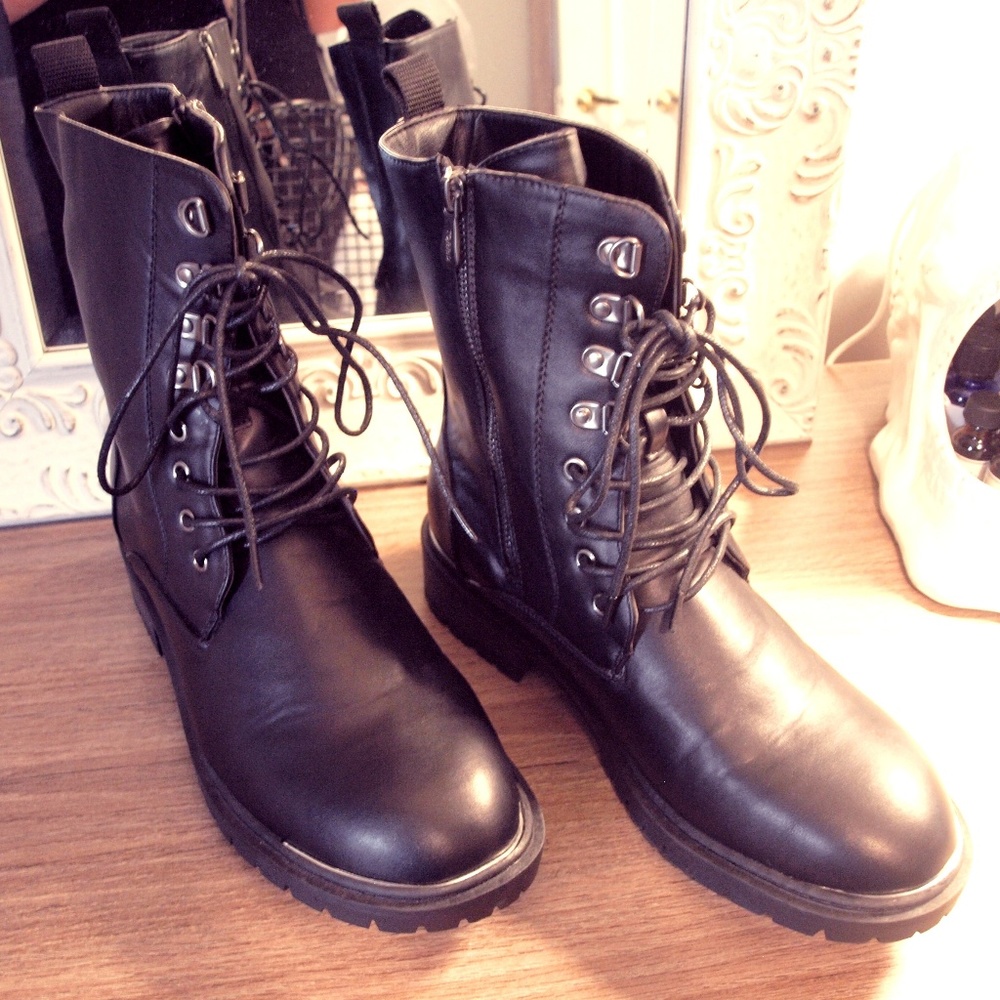 Torrid 11W Metal Heel + Faux Leather Combat Boot